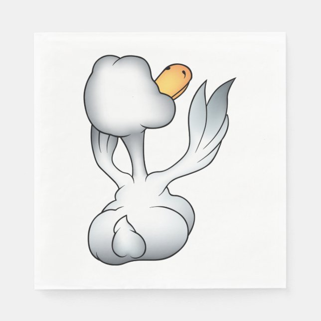 White Goose From Behind Silly Bird Napkin (Front)