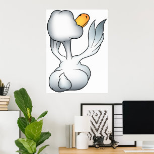 White Goose From Behind Silly Bird Poster