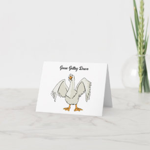 White Goose Getting Down Funny Dancing Cartoon Card