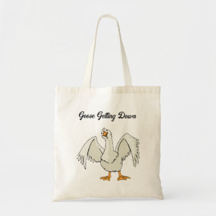 White Goose Getting Down Funny Dancing Cartoon Tote Bag