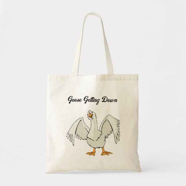 White Goose Getting Down Funny Dancing Cartoon Tote Bag (Front)