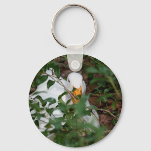 White Goose Hiding Animal Keychain