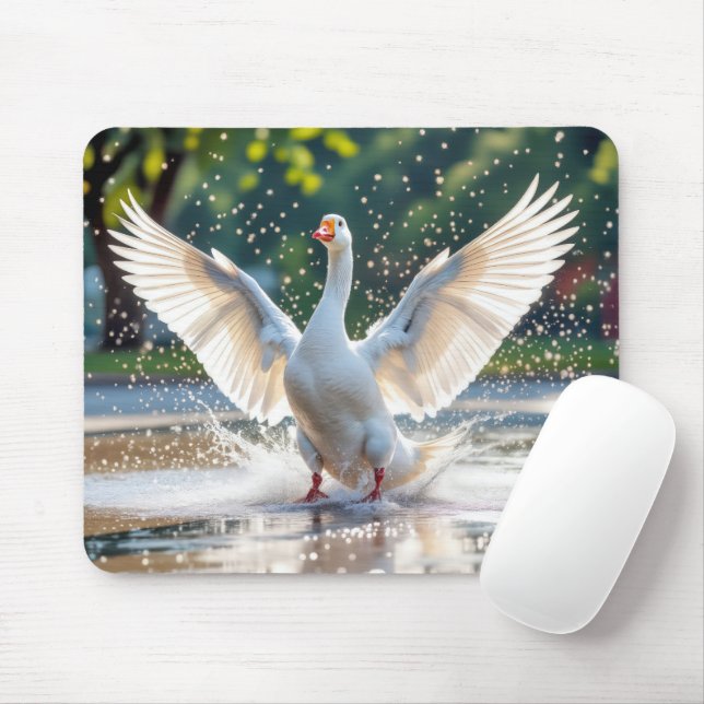 White Goose In a Splash Pad Mouse Mat (With Mouse)