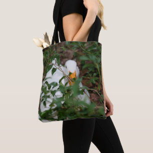 White Goose In Bushes Cute Animal  Tote Bag