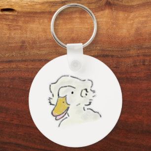 White Goose Portrait Yellow Bill Drawing Key Ring