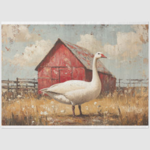 White Goose Red Barn Artwork Decoupage Tissue Paper