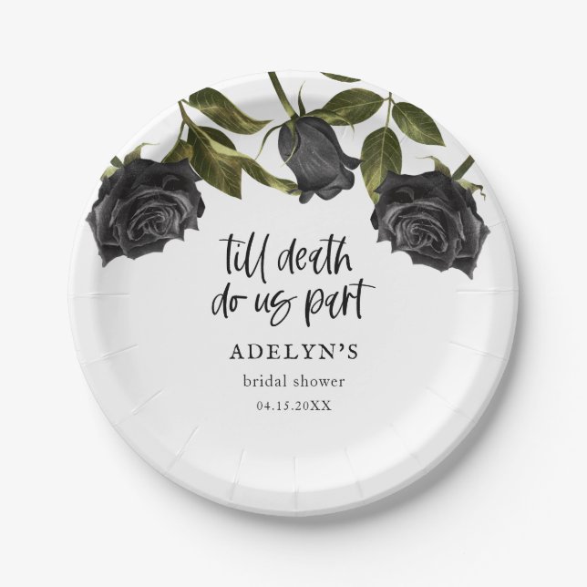 White Gothic Halloween Bridal Shower Paper Plate (Front)