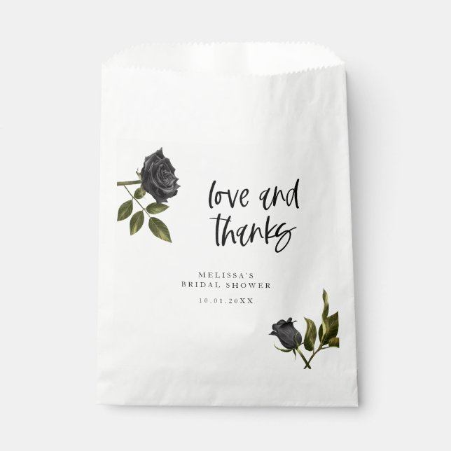 White Gothic Rose Dark Bridal Shower Favour Bags (Front)