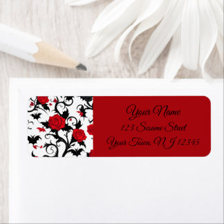 White Gothic with Red Roses, Bats, and Skulls