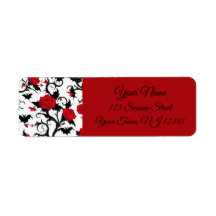 White Gothic with Red Roses, Bats, and Skulls