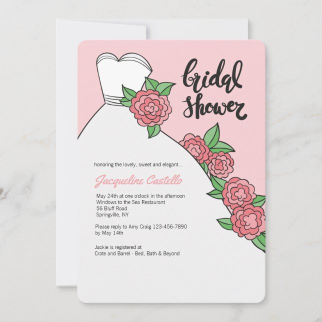 White Gown Bridal Shower Invitation (Front)