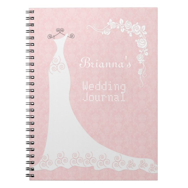White gown, on pink Wedding Planner Notebook (Front)