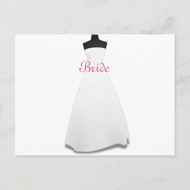 White Gown Theme Wedding Dress Bride Postcard (Front)