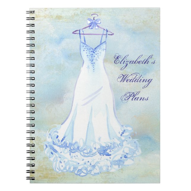 White Gown Watercolor Wedding Planner Notebook (Front)