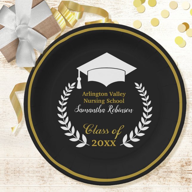 White Grad Cap Graduation Party Paper Plate (Creator Uploaded)