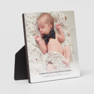 White Gradient New Baby Photo Display Design Plaque