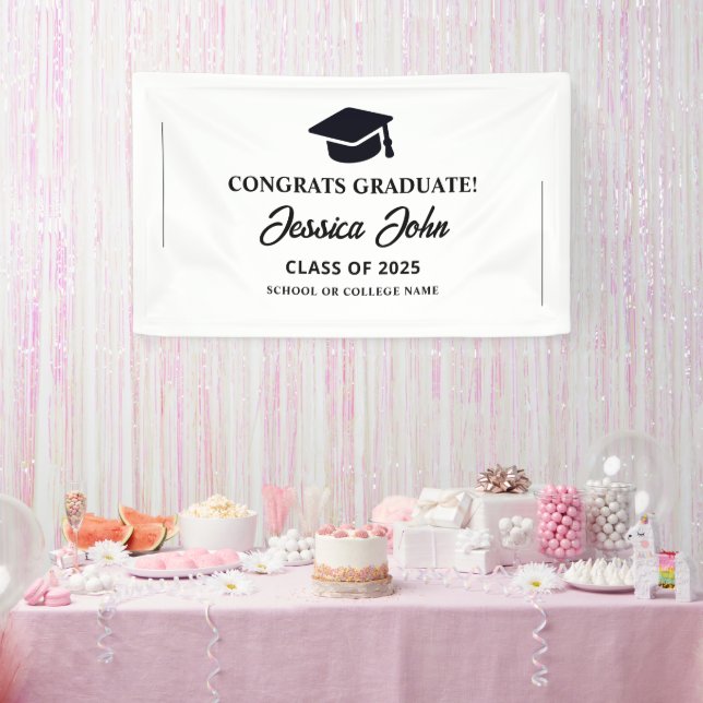 White graduate Congratulations on your graduation  Banner (Party)