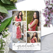 White Graduation 4 Photo Grey Calligraphy Hearts