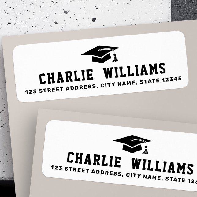 White graduation cap return address (White graduation cap return address label)