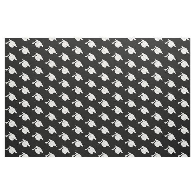 White Graduation Hat Black Fabric (Yard)