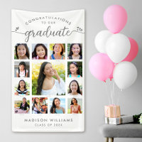 White Graduation K–12 Modern Script Photo Collage 