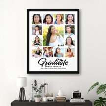 White Graduation K–12 Photo Collage Black Script