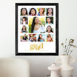 White Graduation K–12 Photo Collage Bold Real Gold Foil Prints<br><div class="desc">Be proud, rejoice and showcase this milestone of your favourite grad. Create this elegant, simple, modern, personalised high school graduation K – 12 photo collage poster for a keepsake you’ll always treasure. A fun, playful visual of bold, graphic, real gold foil typography, along with their name, class year, school and...</div>