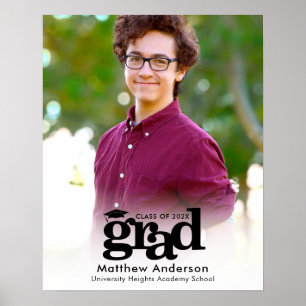 White Graduation Photo Black Typography Minimalist Poster