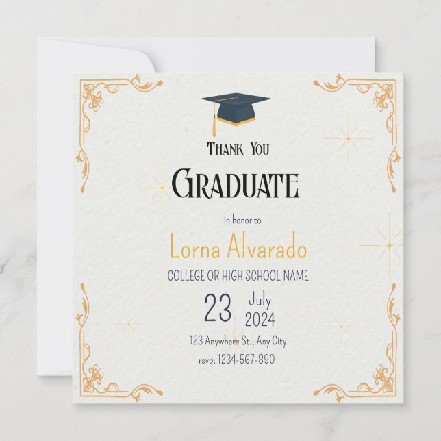 White Graduation Save the Date Card (Front)