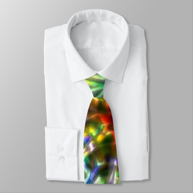 White grainy texture with flecks of showy colours  tie (Tied)