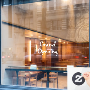 White Grand Opening Store Window for Business Cling