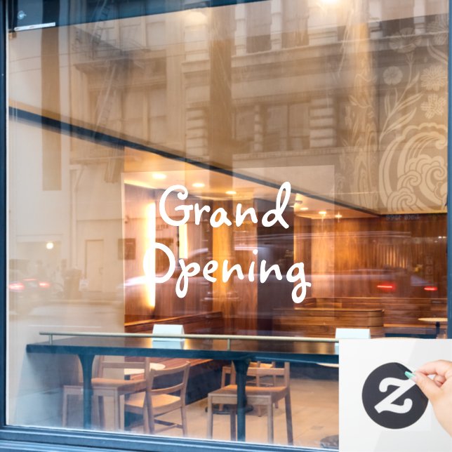 White Grand Opening Store Window for Business Wind Window Cling (Cafe Window)