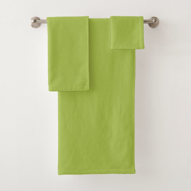 White Grape Green Spring Season Solid Colour Bath Towel Set (Insitu)