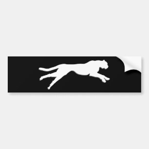 White graphic art cheetah bumper sticker