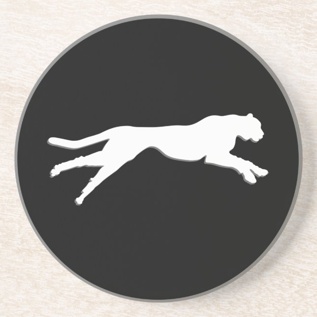 White graphic art cheetah coaster (Front)