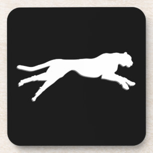 White graphic art cheetah coaster