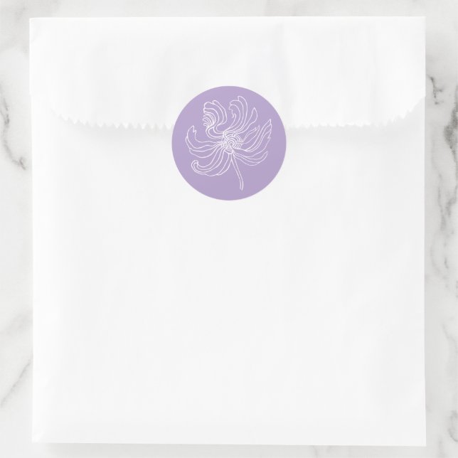 White graphic peony. classic round sticker (Bag)