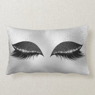 White Gray Black Glass Sleep Glitter Lashes Makeup Lumbar Cushion