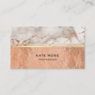 White Gray Carrara Marble Copper Makeup Coral VIP Business Card