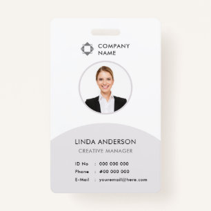 White Gray Employee Photo ID Company Logo Classy ID Badge
