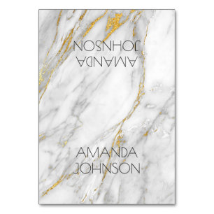 White Gray Gold Marble Table Card Name Vip