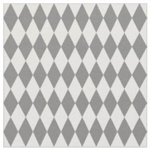 White & Gray Harlequin Diamonds Fabric