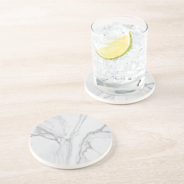 White Gray Marble Minimal Elegant Coaster (Side)