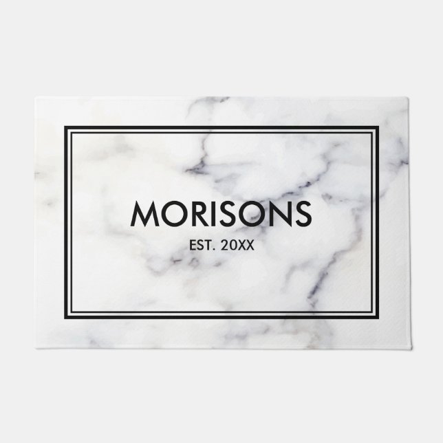 White & Gray Marble Stone Texture Doormat (Front)
