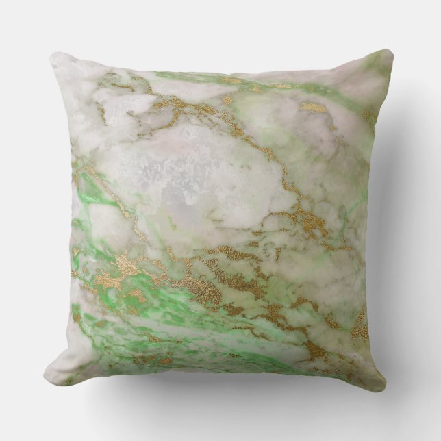 White Gray Mint Silver Gold VIP Brush Marble Cushion (Front)