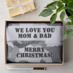 White Gray Snow Camouflage Merry Christmas Tissue Paper