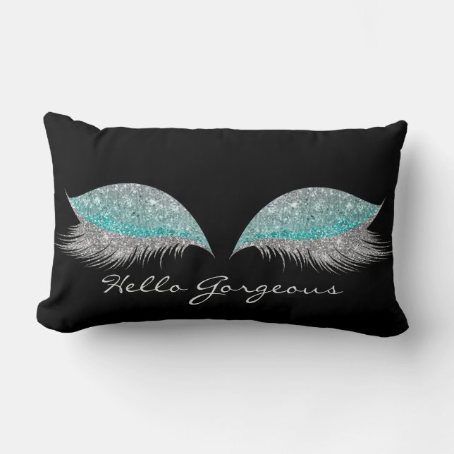 White Gray Tiffany Makeup Lashes Gorgeous Black Lumbar Cushion (Front)