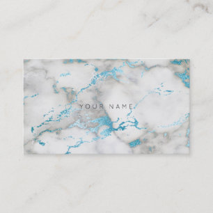 White Gray Turquoise Blue Marble Vip Business Card