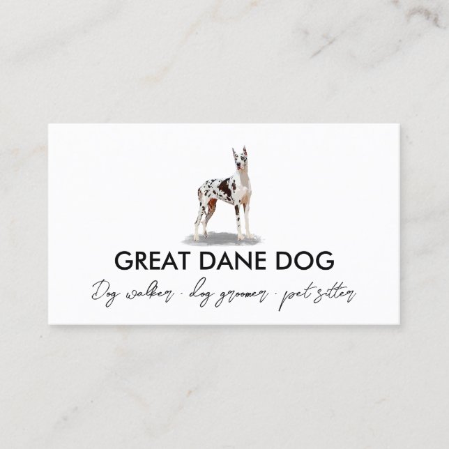 White Great Dane Harlequin Dog Business Card (Front)
