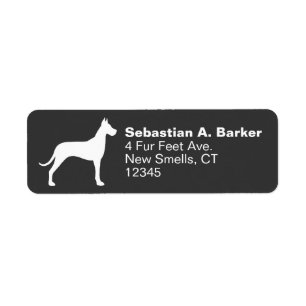 White Great Dane Silhouette Return Address Labels